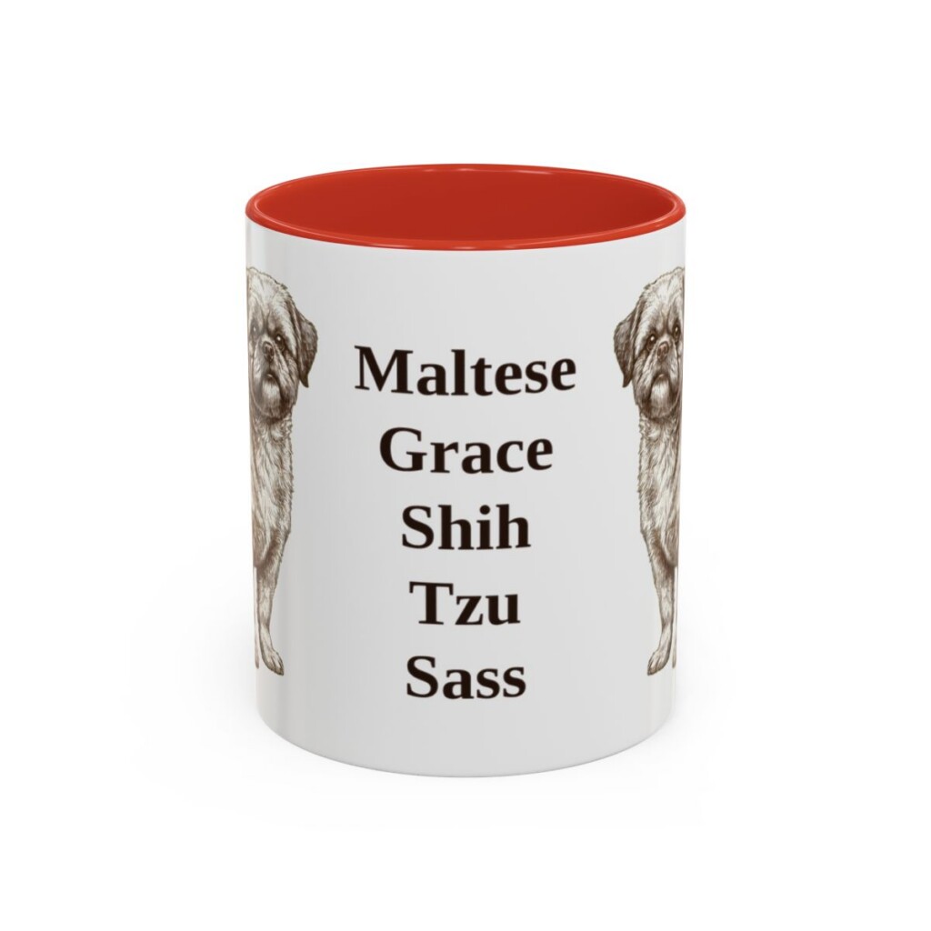 11oz Funny Mal-Shi Mug, Red, front view