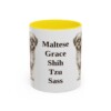 11oz Funny Mal-Shi Mug, Yellow, front view