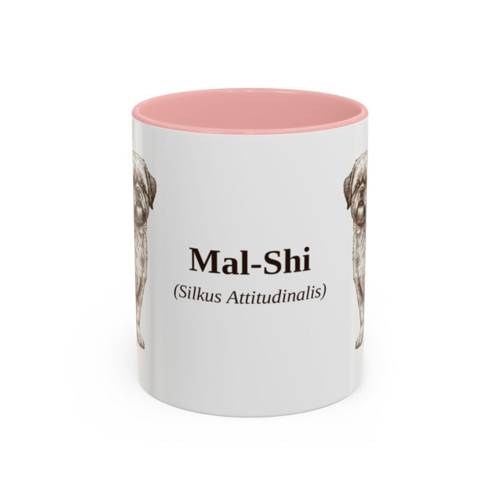 11oz Mal-Shi Latin Mug, Pink, front view