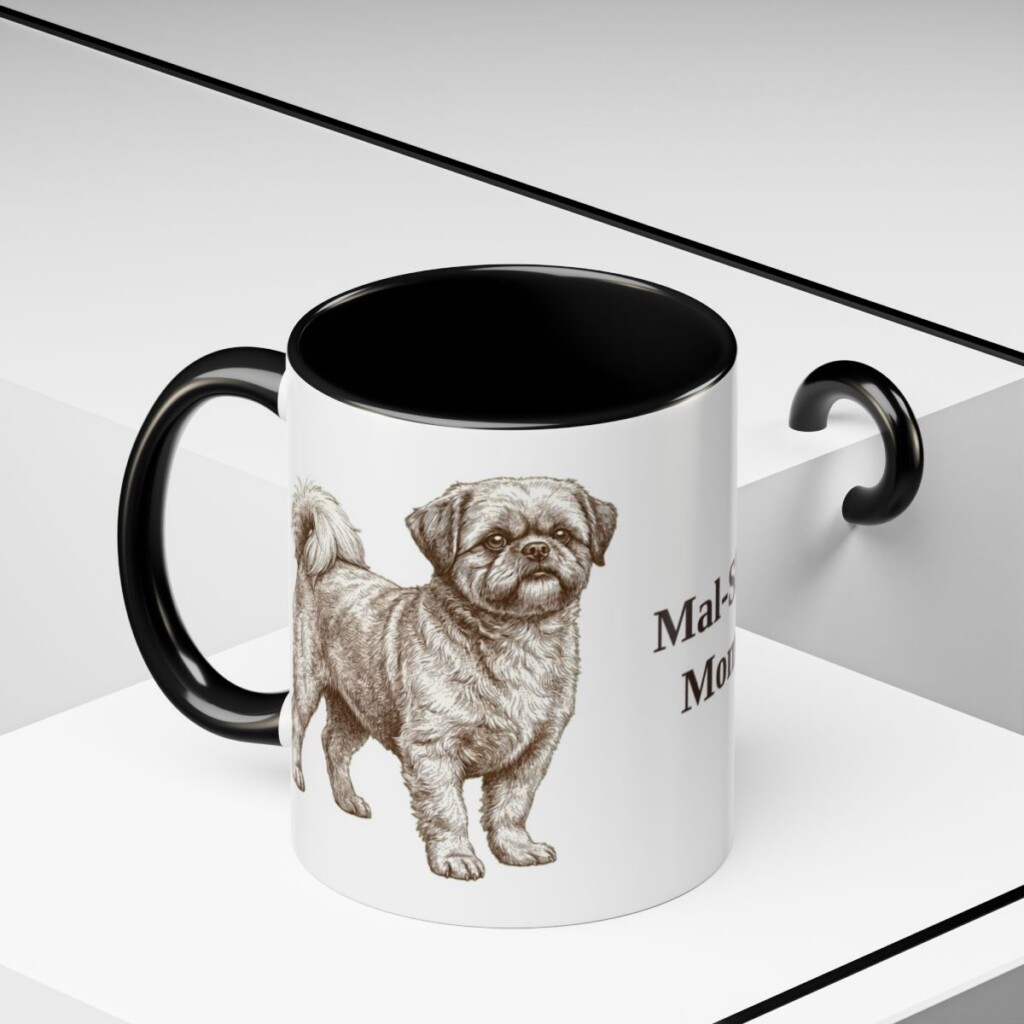 11oz Mal-Shi Dog Mom Mug, Black, lifestyle photo