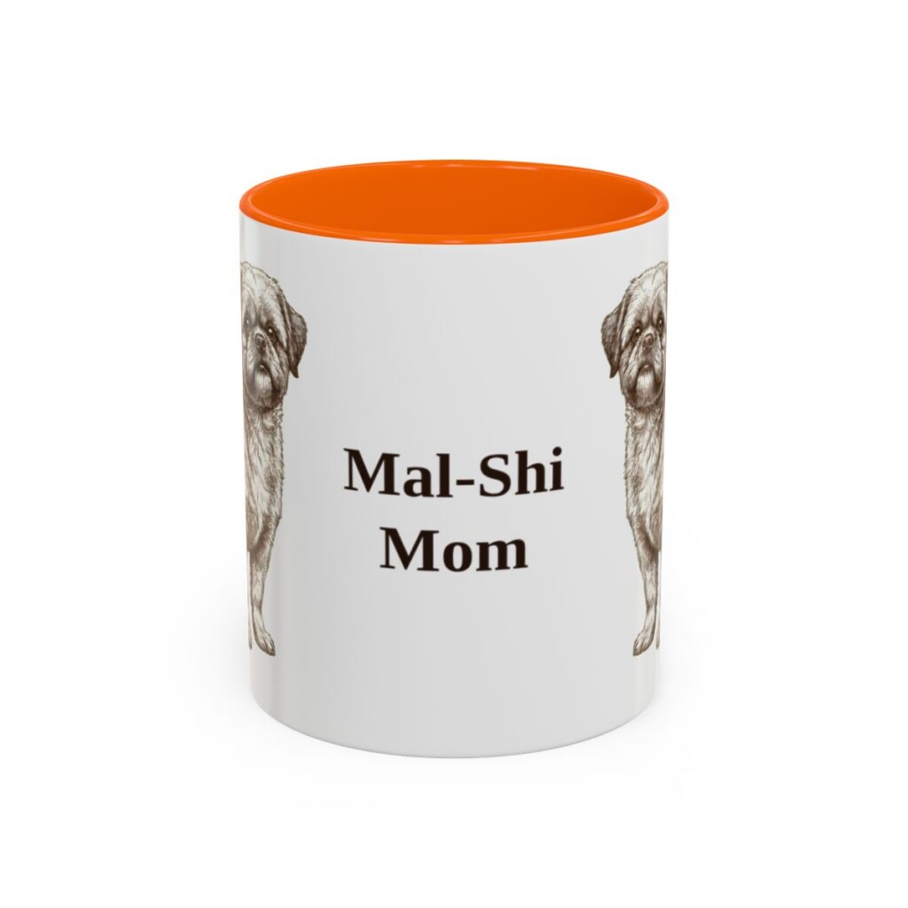 11oz Mal-Shi Dog Mom Mug, Orange, front view