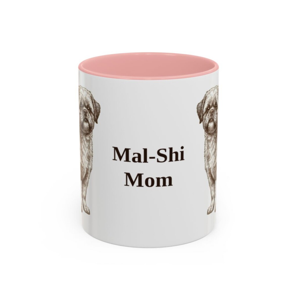 11oz Mal-Shi Dog Mom Mug, Pink, front view