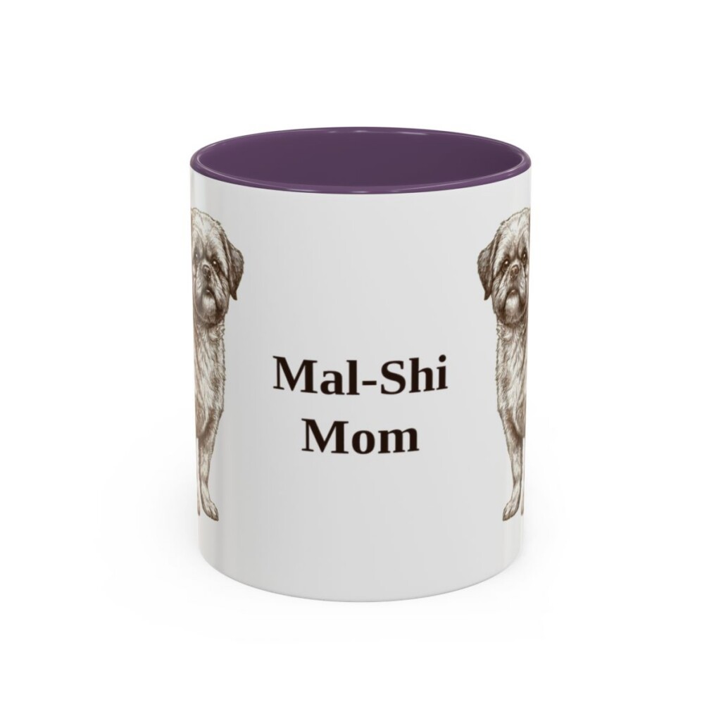 11oz Mal-Shi Dog Mom Mug, Purple, front view