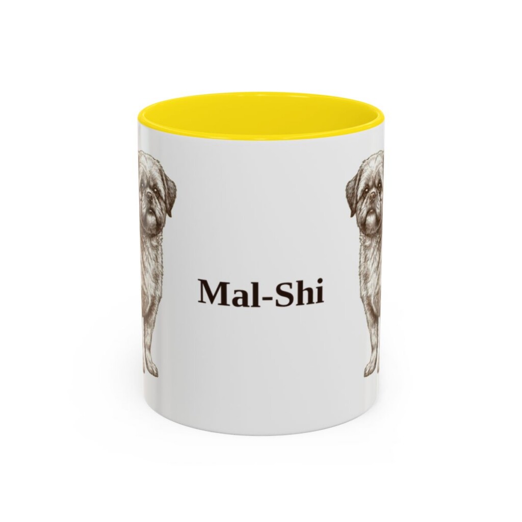 11oz Mal-Shi Mug, Yellow, front view