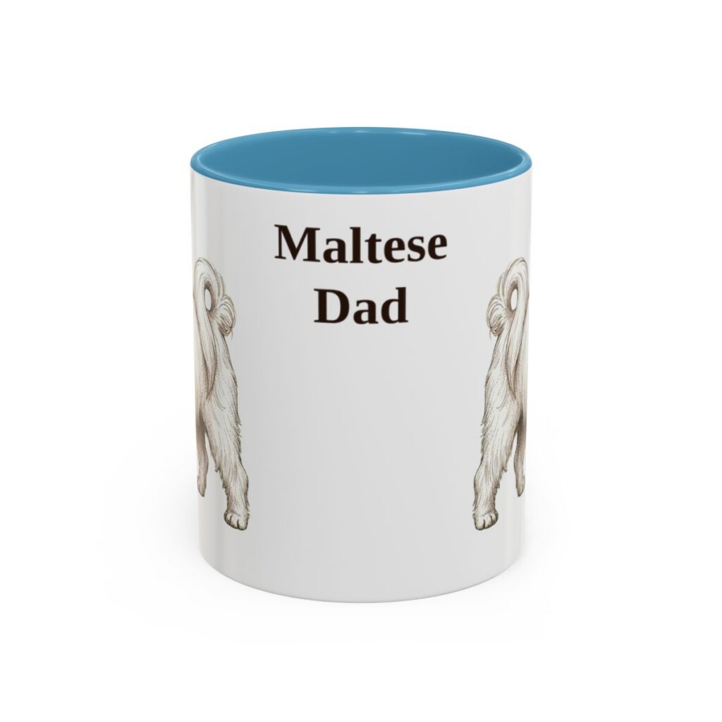 11oz Maltese Dog Dad Mug, Light Blue, front view