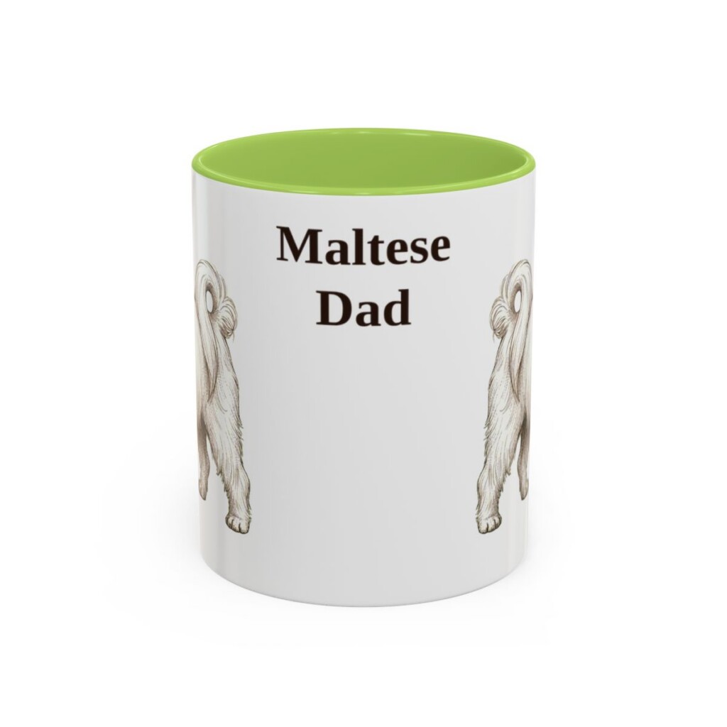 11oz Maltese Dog Dad Mug, Light Green, front view