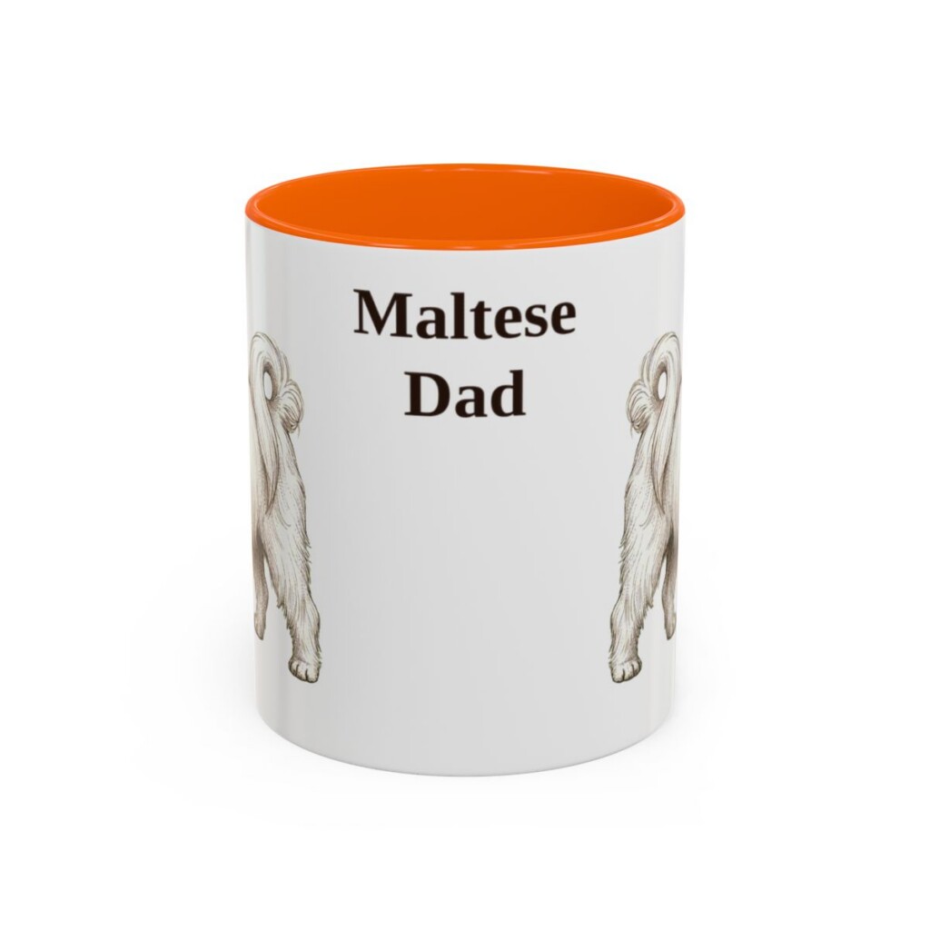11oz Maltese Dog Dad Mug, Orange, front view