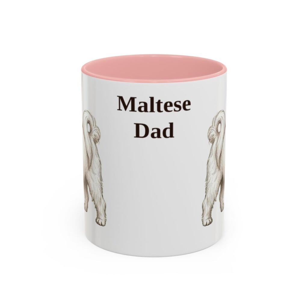 11oz Maltese Dog Dad Mug, Pink, front view