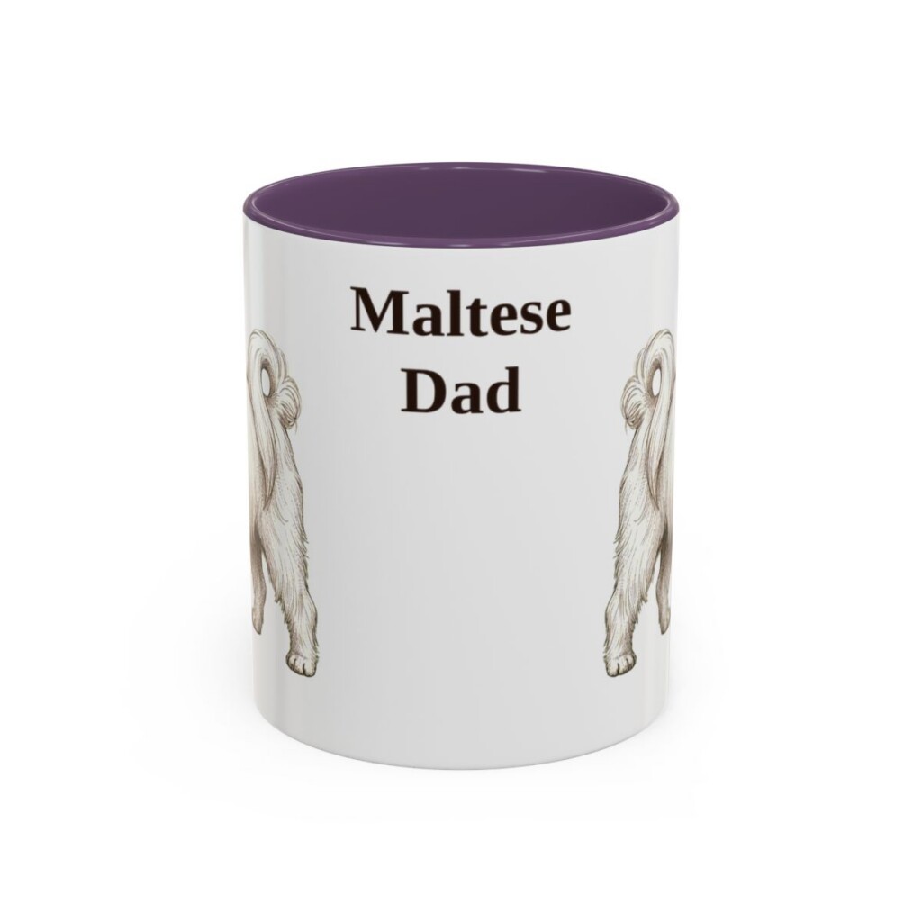 11oz Maltese Dog Dad Mug, Purple, front view