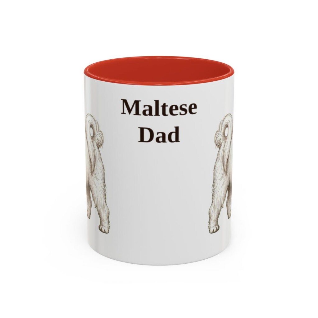 11oz Maltese Dog Dad Mug, Red, front view