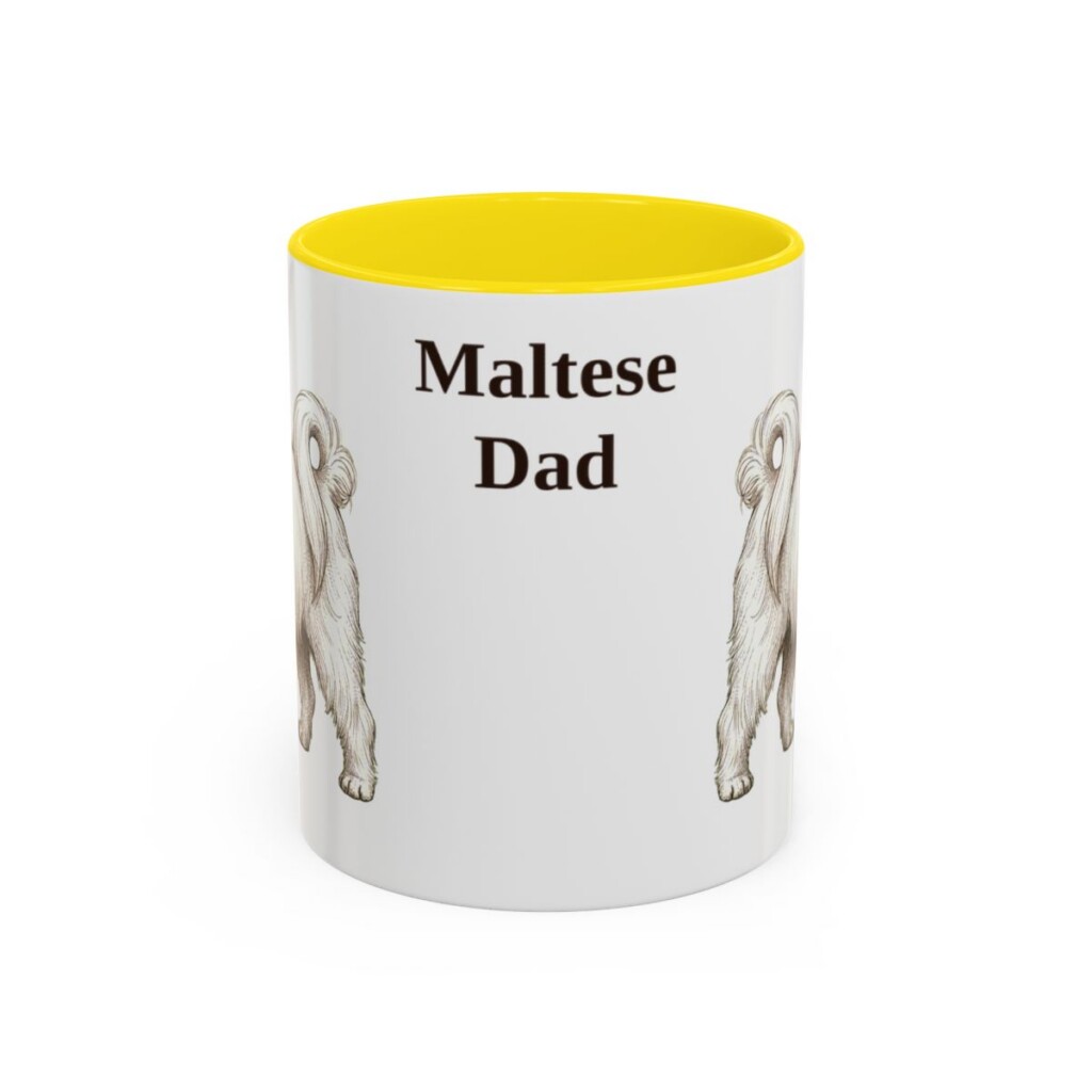 11oz Maltese Dog Dad Mug, Yellow, front view