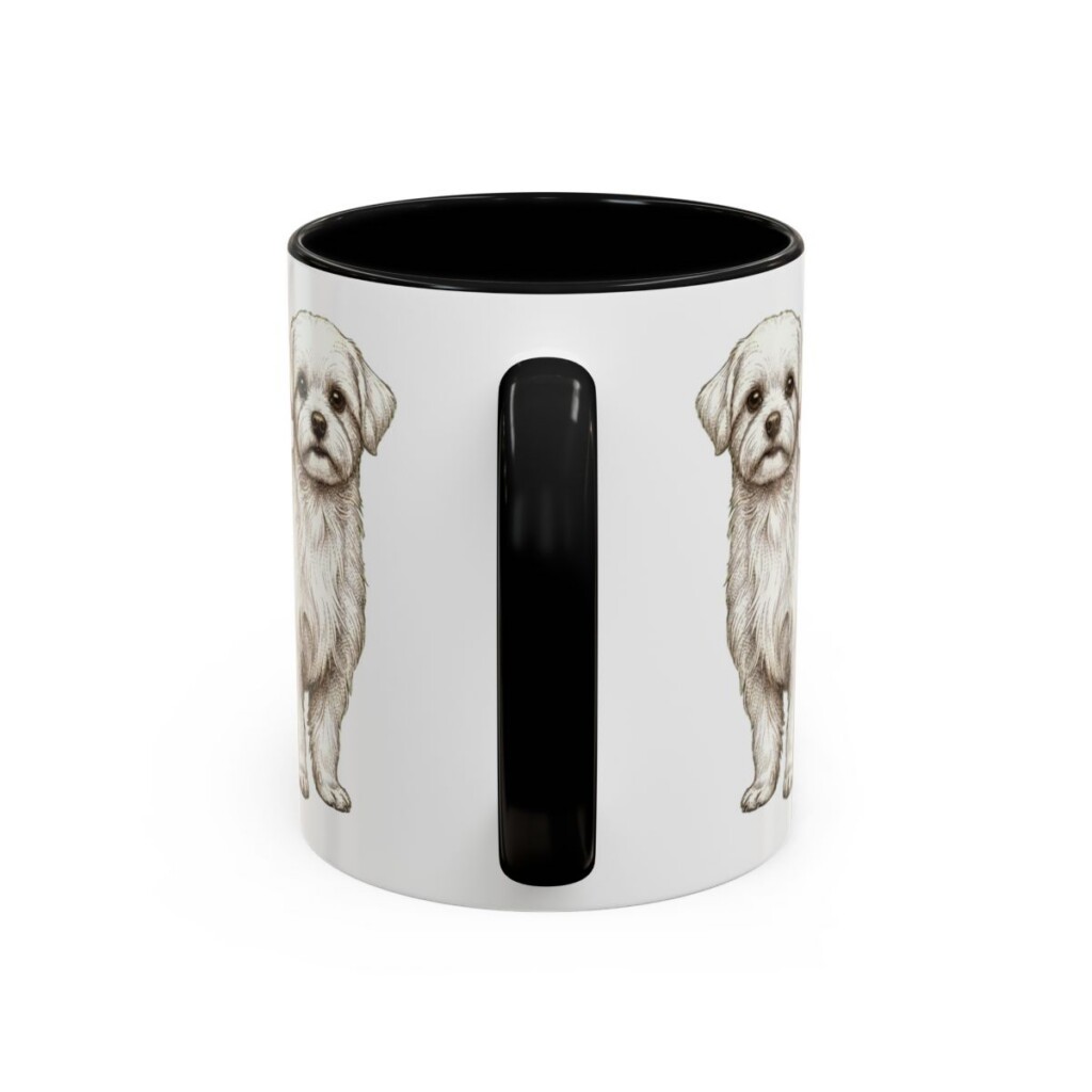 11oz Funny Maltese Mug, Black, back view