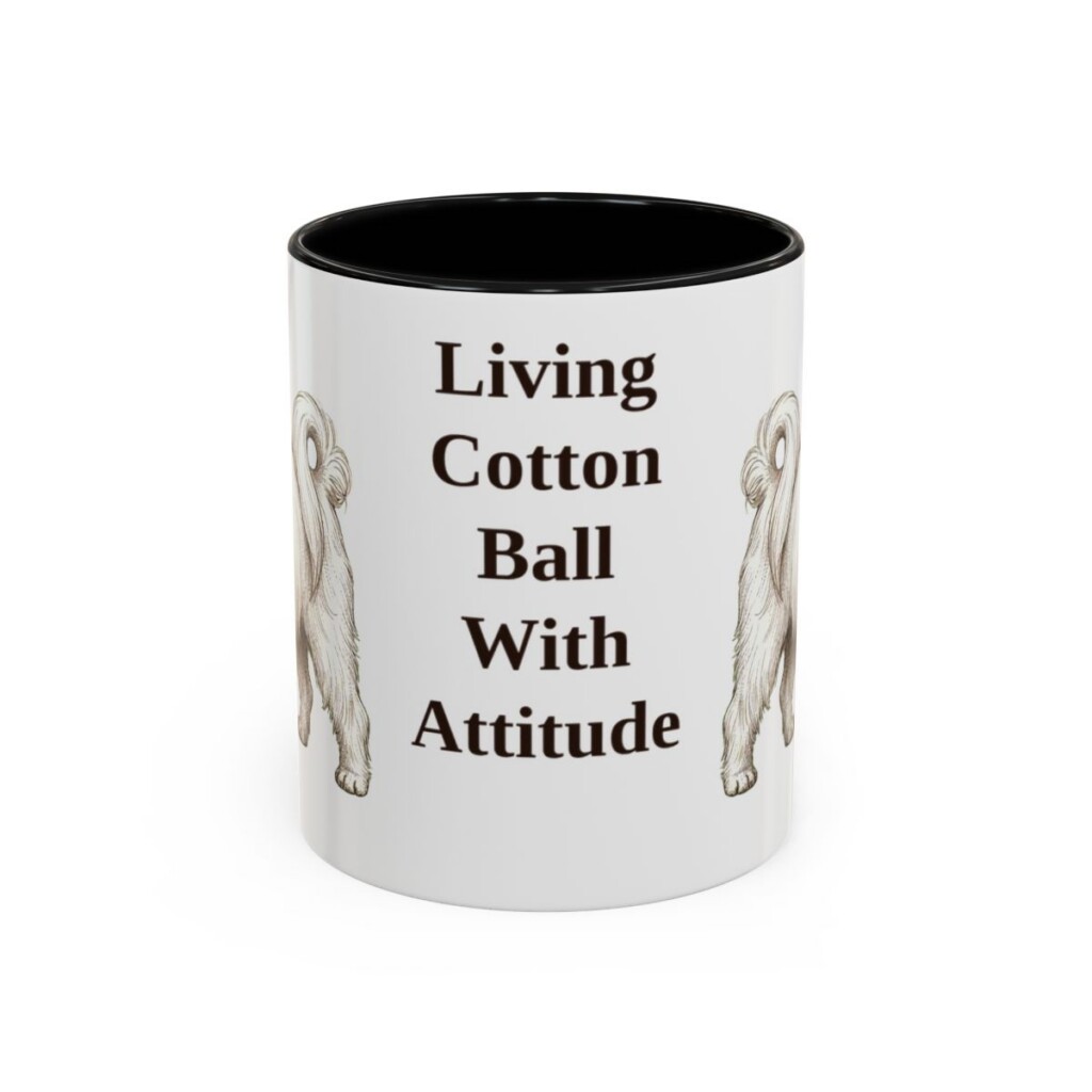 11oz Funny Maltese Mug, Black, front view