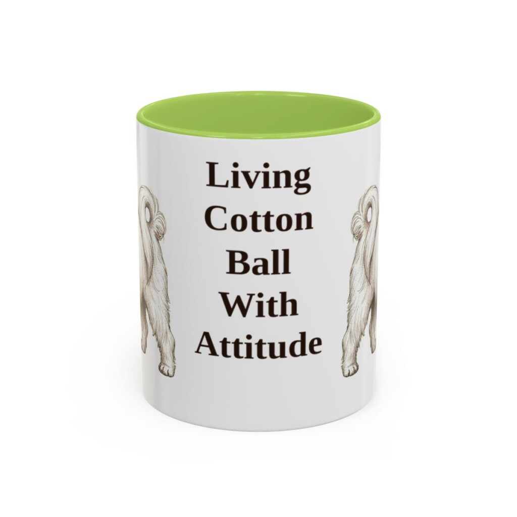 11oz Funny Maltese Mug, Light Green, front view