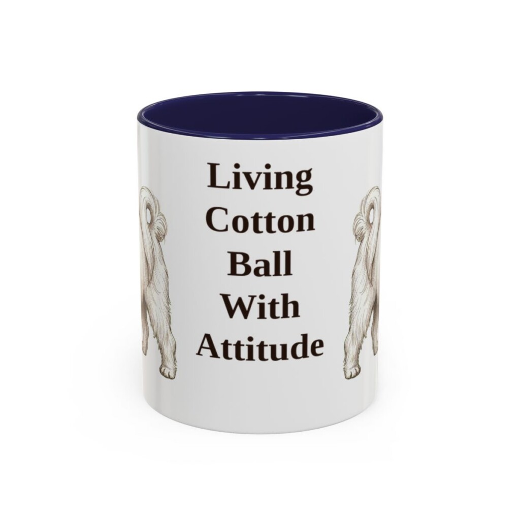 11oz Funny Maltese Mug, Navy, front view
