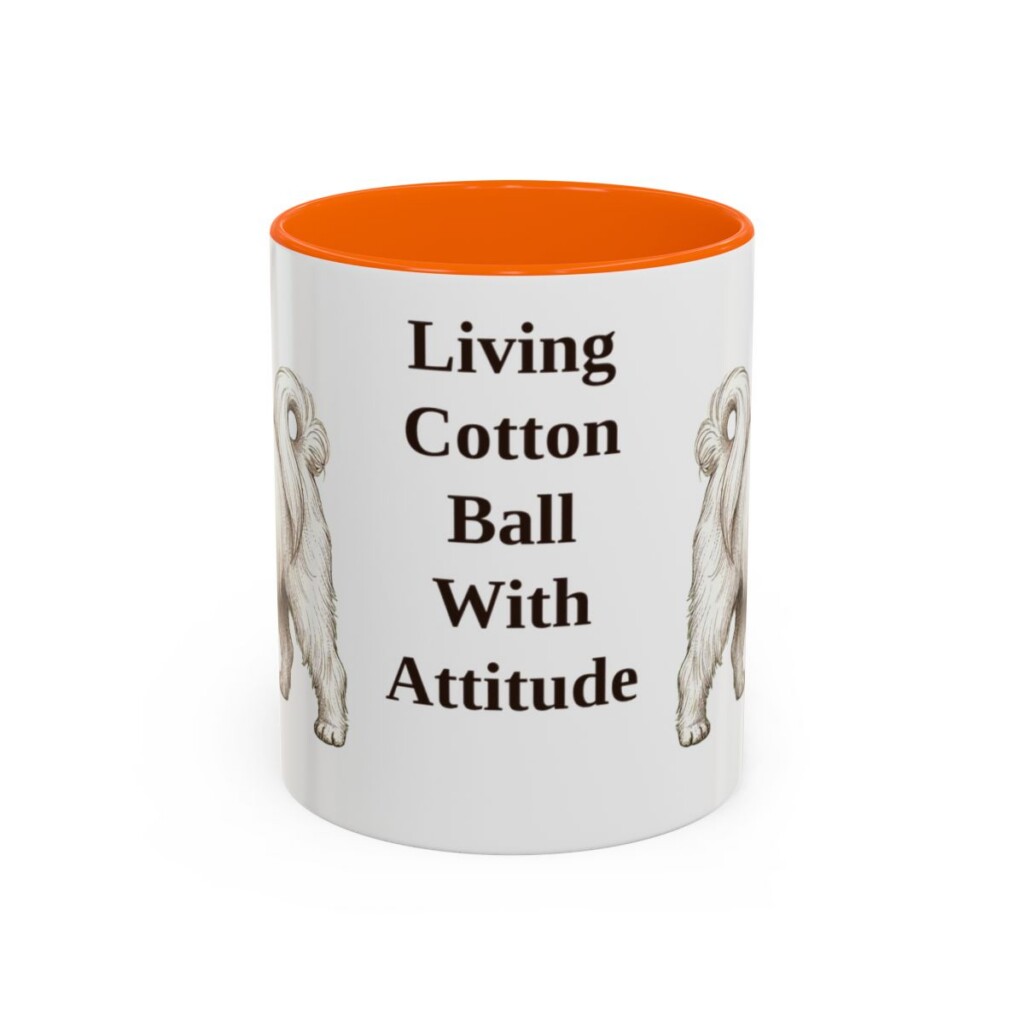 11oz Funny Maltese Mug, Orange, front view
