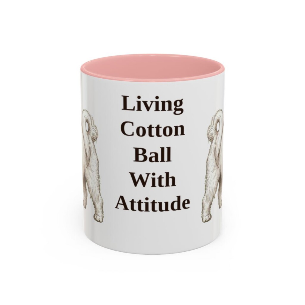 11oz Funny Maltese Mug, Pink, front view