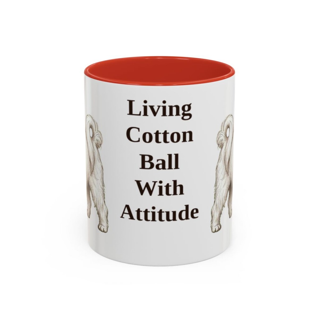 11oz Funny Maltese Mug, Red, front view