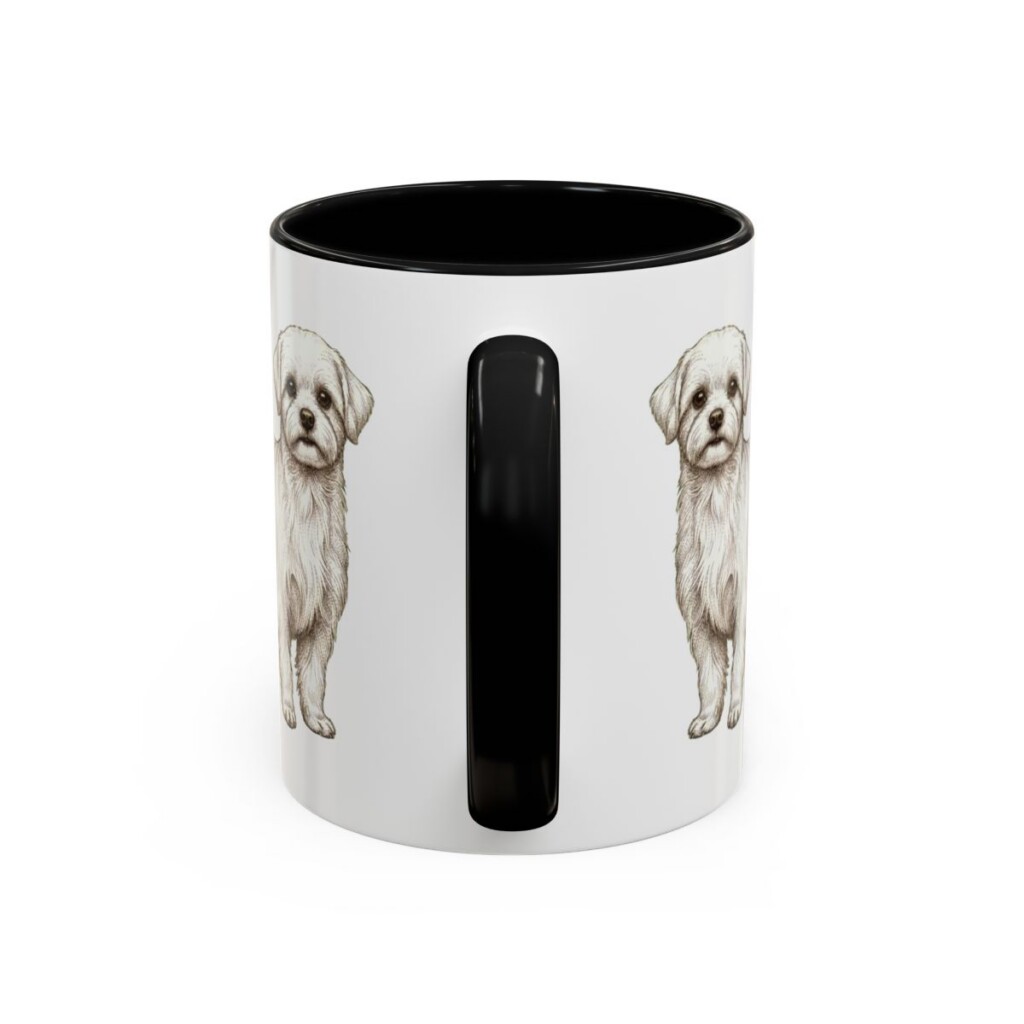 11oz Maltese Latin Mug, Black, back view