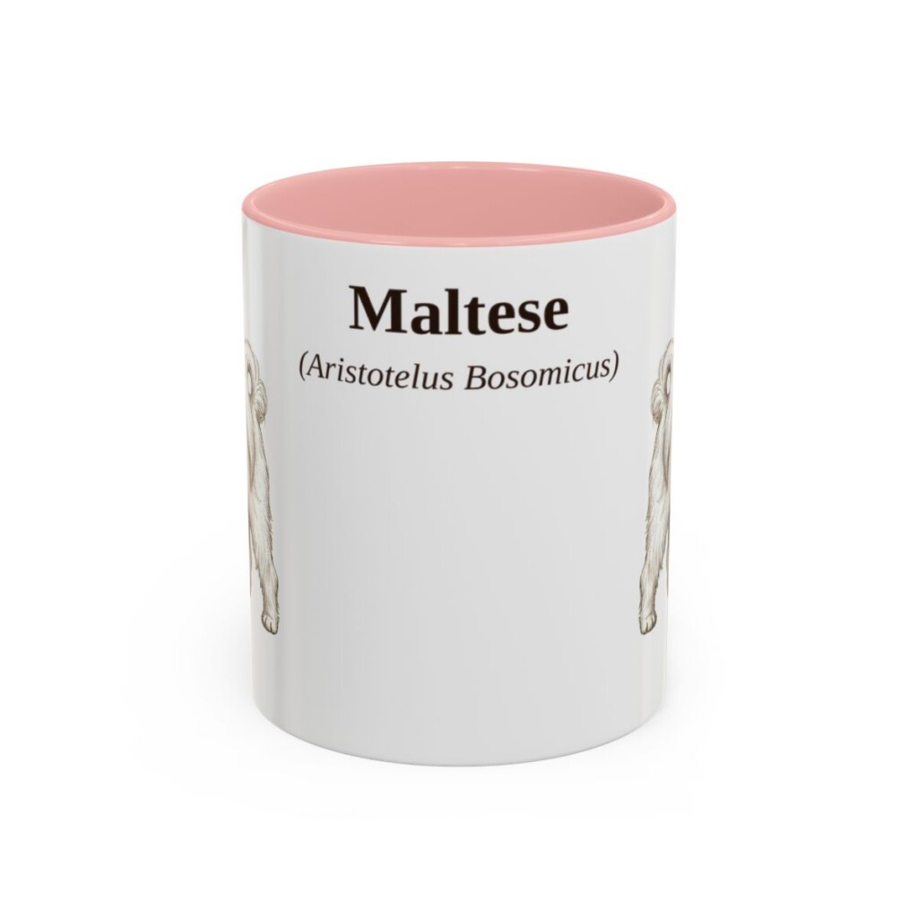 11oz Maltese Latin Mug, Pink, front view
