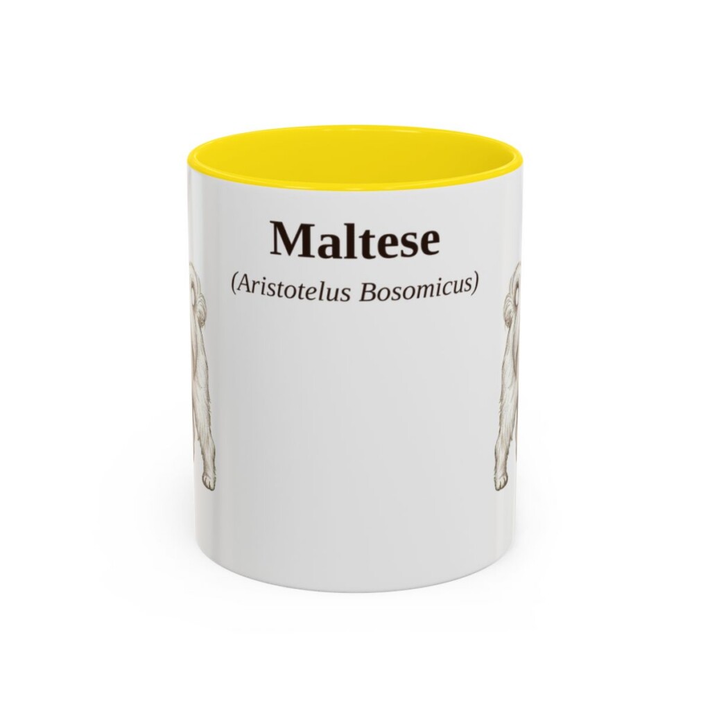 11oz Maltese Latin Mug, Yellow, front view