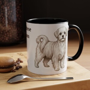 11oz Maltese Dog Mom Mug, Black, lifestyle photo