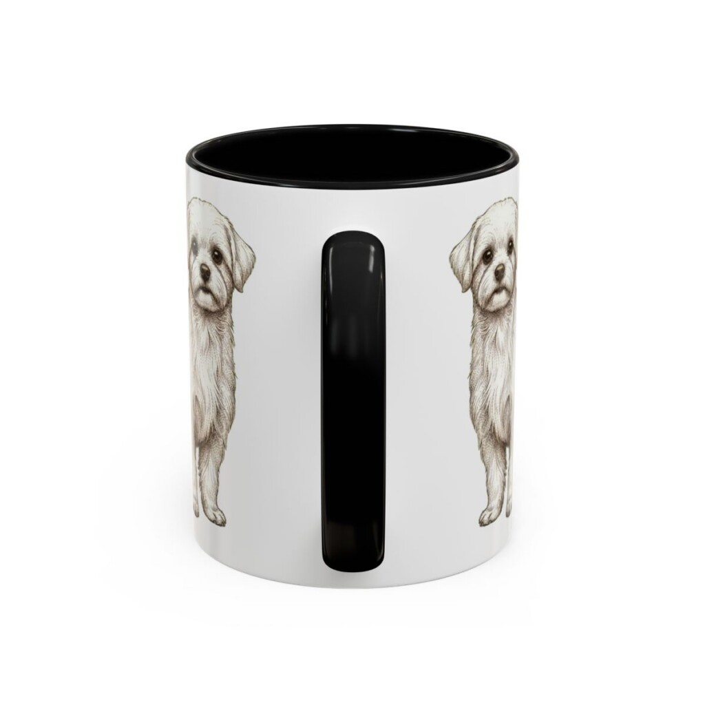 11oz Maltese Dog Mom Mug, Black, back view