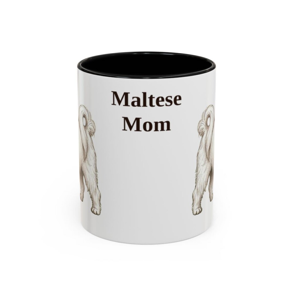 11oz Maltese Dog Mom Mug, Black, front view