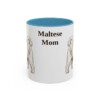 11oz Maltese Dog Mom Mug, Light Blue, front view