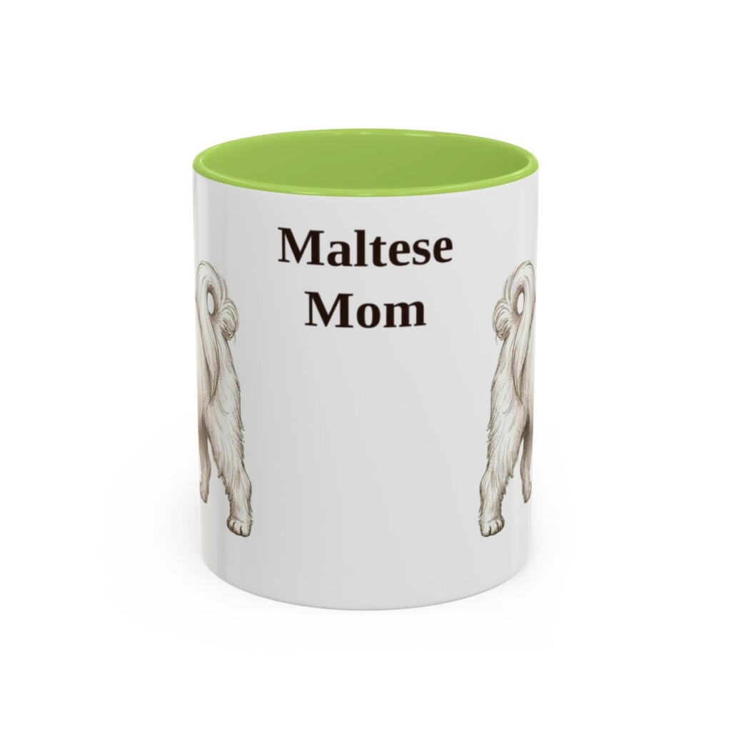 11oz Maltese Dog Mom Mug, Light Green, front view