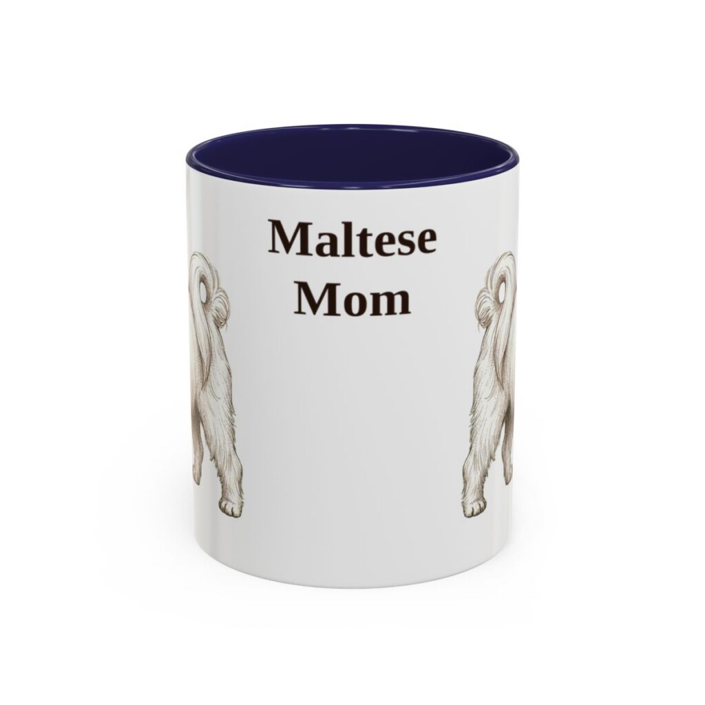 11oz Maltese Dog Mom Mug, Navy, front view