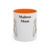 11oz Maltese Dog Mom Mug, Orange, front view