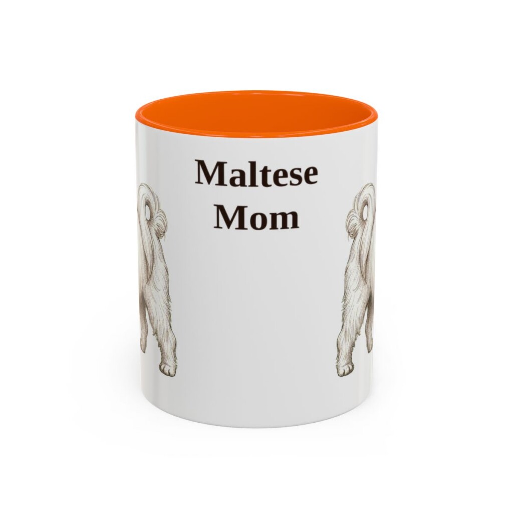 11oz Maltese Dog Mom Mug, Orange, front view
