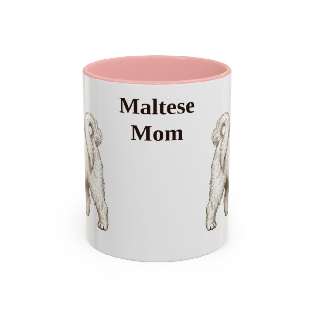 11oz Maltese Dog Mom Mug, Pink, front view