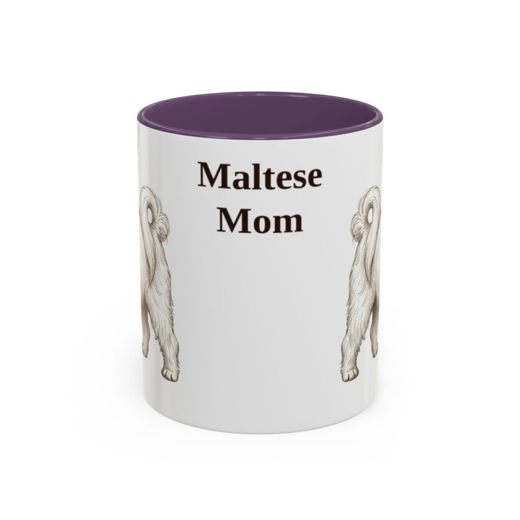 11oz Maltese Dog Mom Mug, Purple, front view