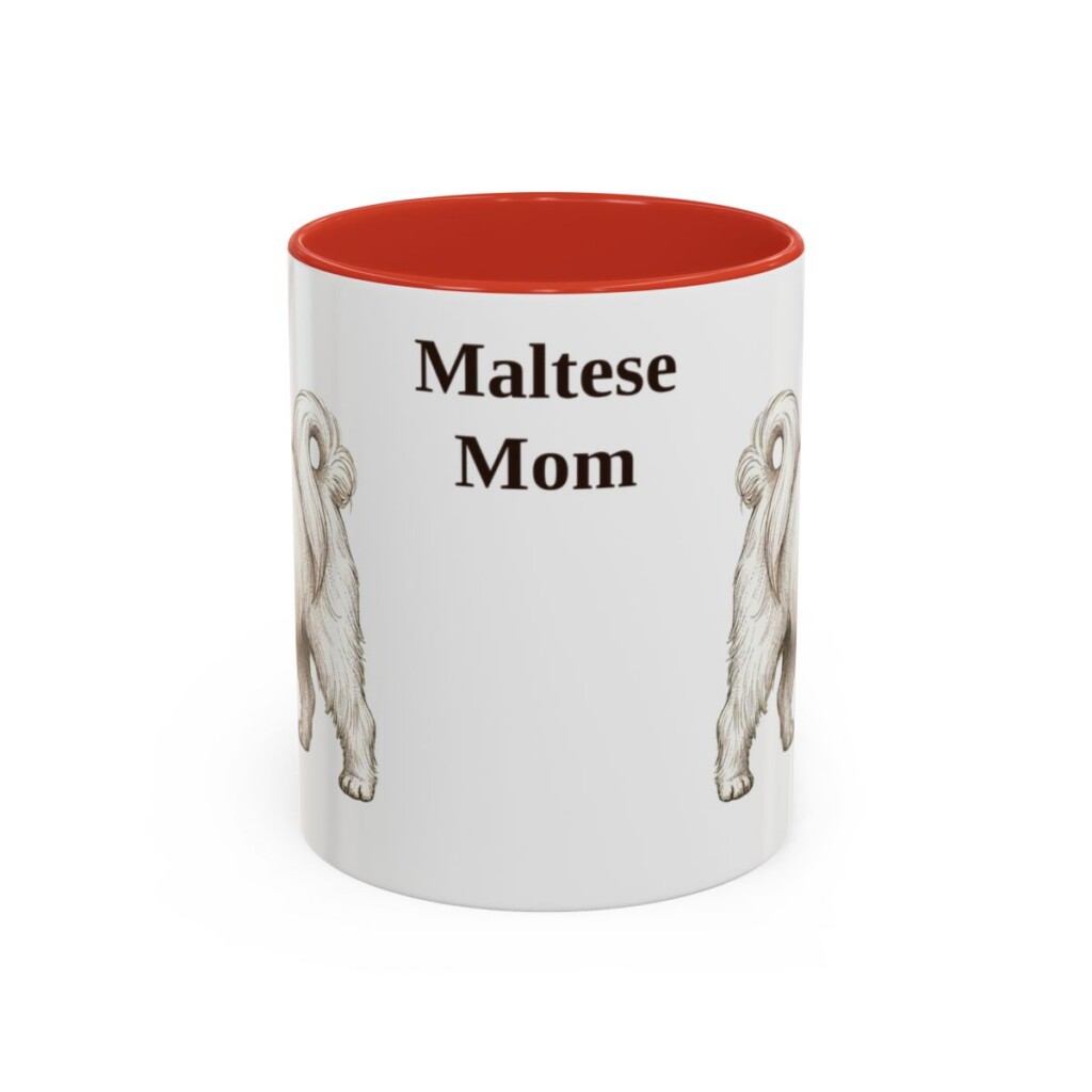 11oz Maltese Dog Mom Mug, Red, front view