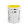11oz Maltese Dog Mom Mug, Yellow, front view