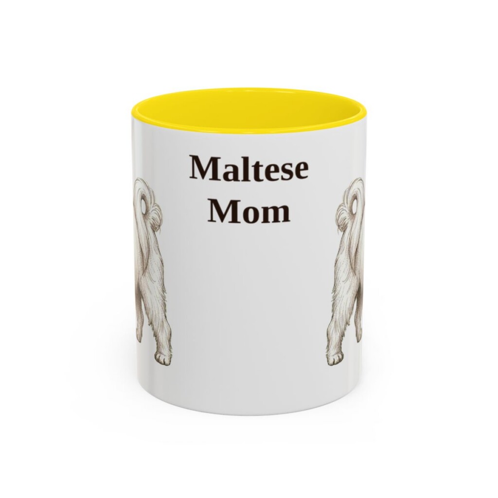 11oz Maltese Dog Mom Mug, Yellow, front view