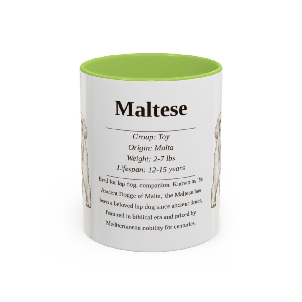 11oz Maltese Mug, Light Green, front view