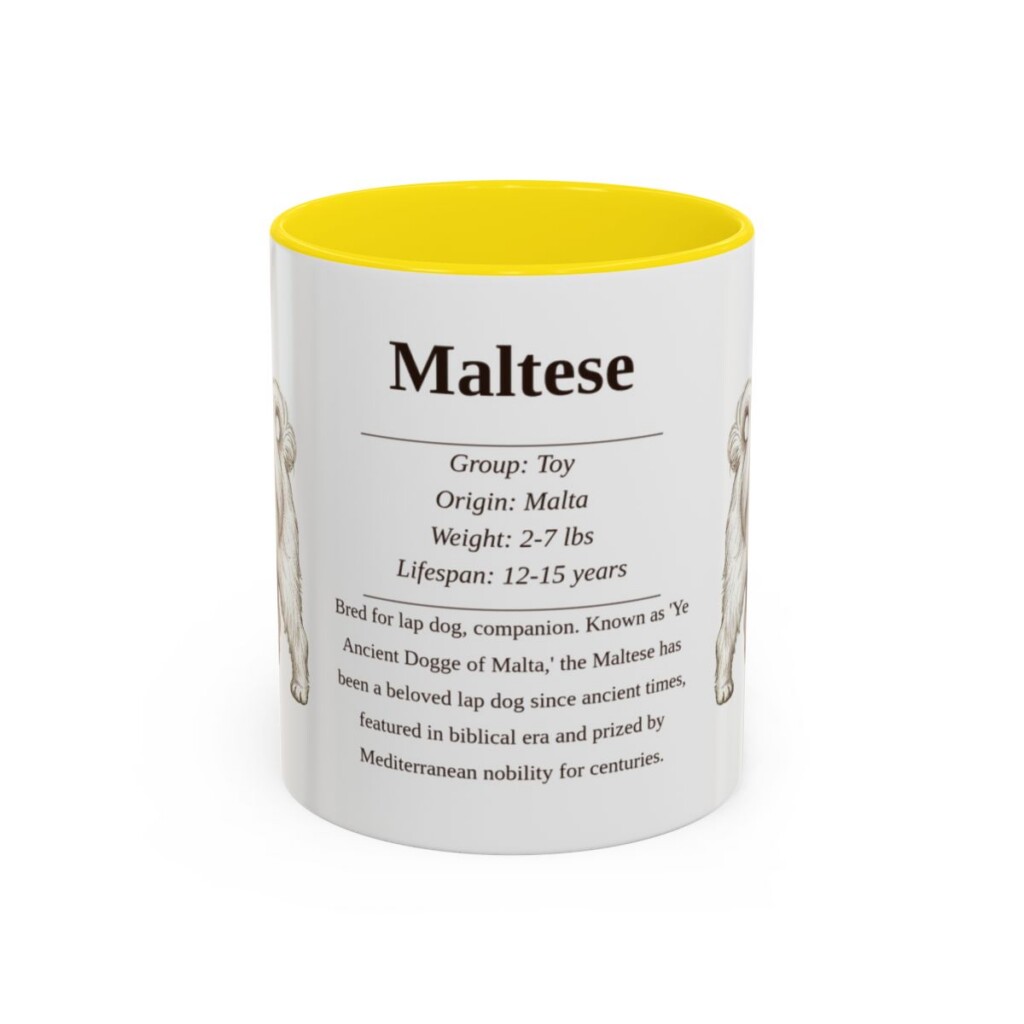 11oz Maltese Mug, Yellow, front view