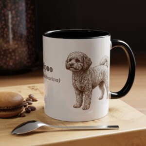 11oz Maltipoo Latin Mug, Black, lifestyle photo
