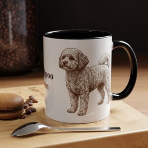 11oz Maltipoo Dog Mom Mug, Black, lifestyle photo