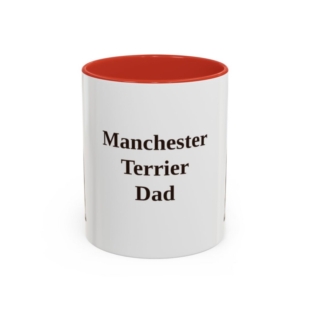 11oz-manchester-terrier-mug-dad-red 11oz Manchester Terrier Dog Dad Mug, Red, front view