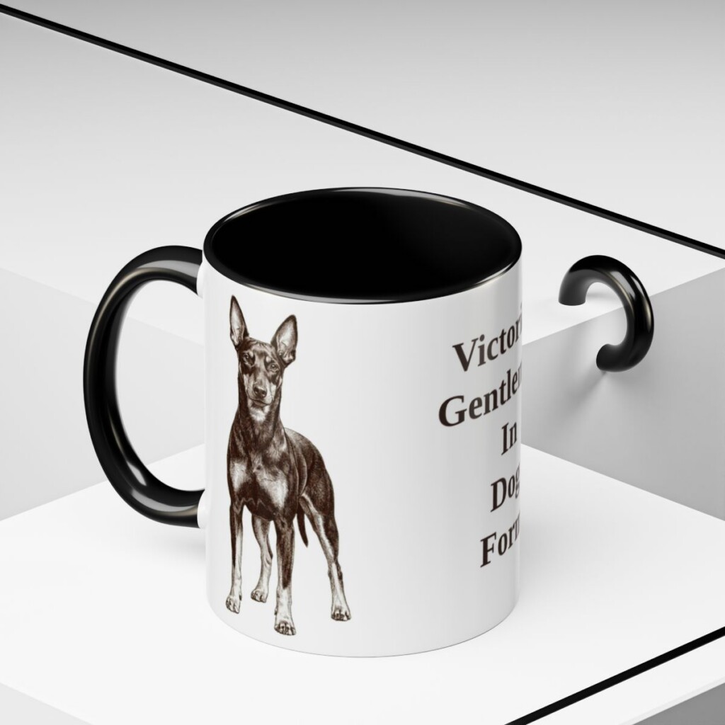 11oz Funny Manchester Terrier Mug, Black, lifestyle photo