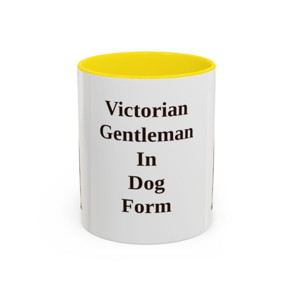 11oz Funny Manchester Terrier Mug, Yellow, front view