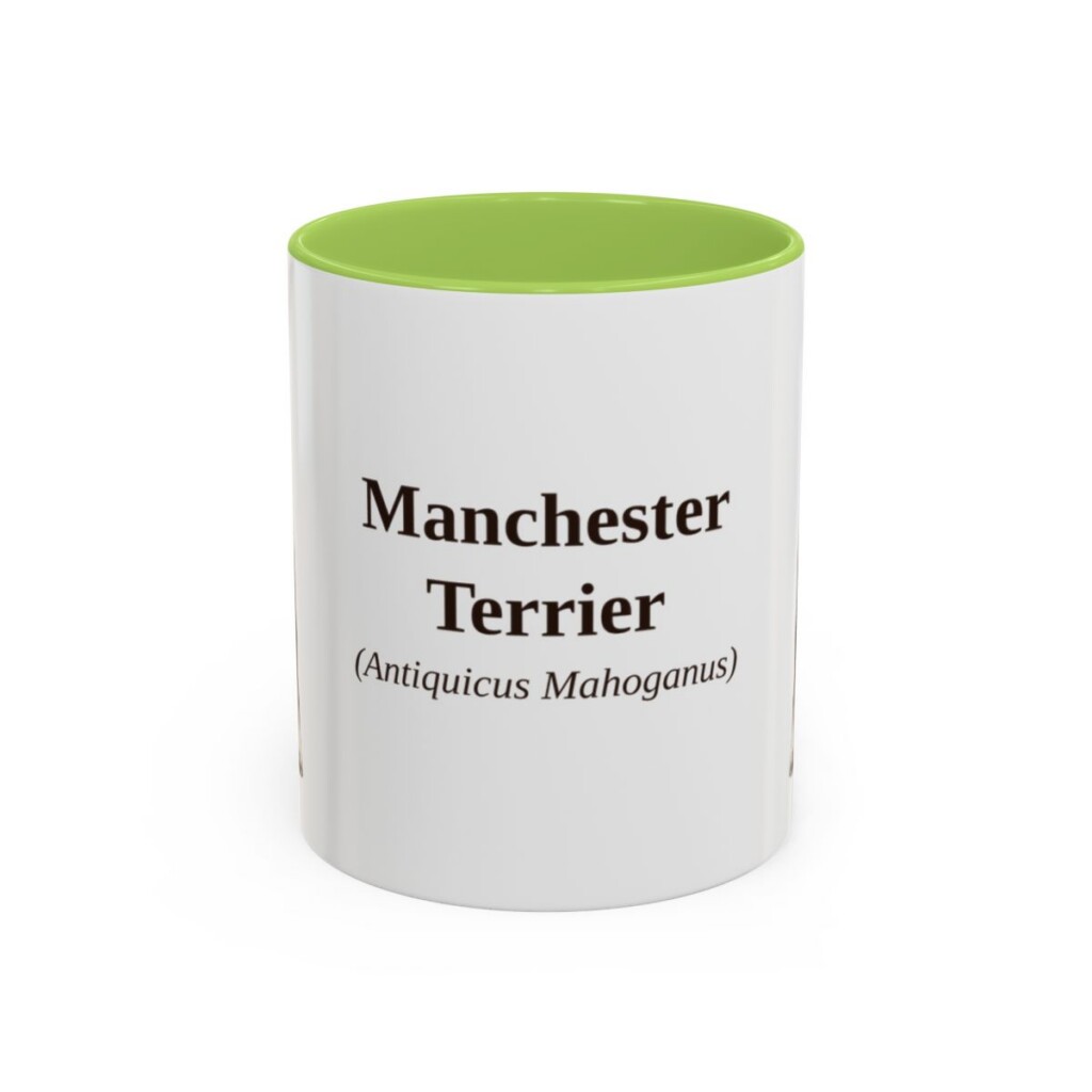 11oz-manchester-terrier-mug-latin-light-green 11oz Manchester Terrier Latin Mug, Light Green, front view