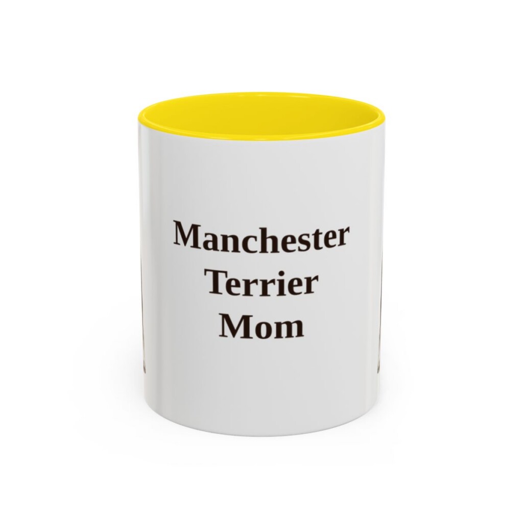 11oz Manchester Terrier Dog Mom Mug, Yellow, front view
