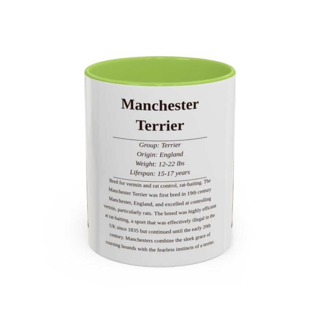 11oz Manchester Terrier Mug, Light Green, front view