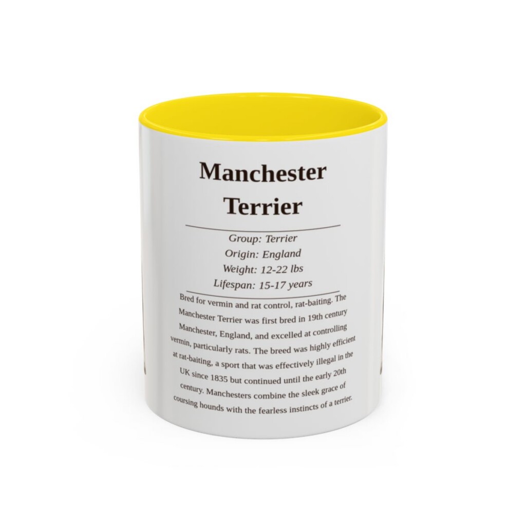 11oz Manchester Terrier Mug, Yellow, front view
