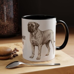 11oz Mastiff Dog Dad Mug, Black, lifestyle photo